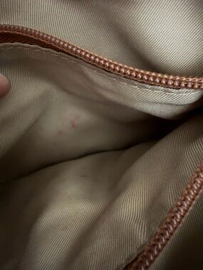 Women's Beige Toiletry Bag with Brown Trim - Unbranded